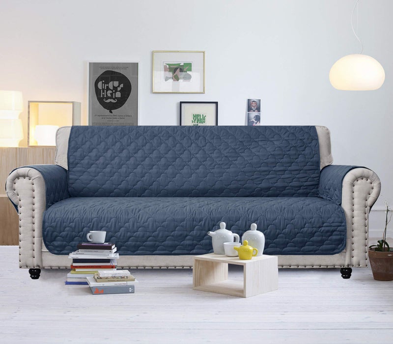 CHHKON Sofa Cover Blue with Non-Slip 100% Waterproof Quilted Furniture Protector Sofa Slipcover for Children, Pets for Leather Couch (Blue, 78'') - Image 3
